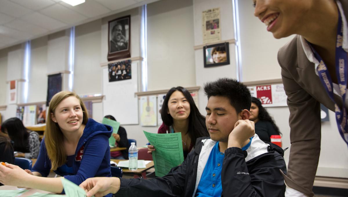 Secondary students in a high school