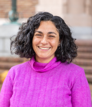 Deborah Massachi smiles in a photo taken in front of Miller Hall.