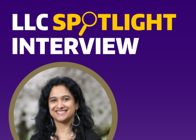 Graphic with headshot image of Dr. Manka Varghese and text that this is the LLC Spotlight Interview